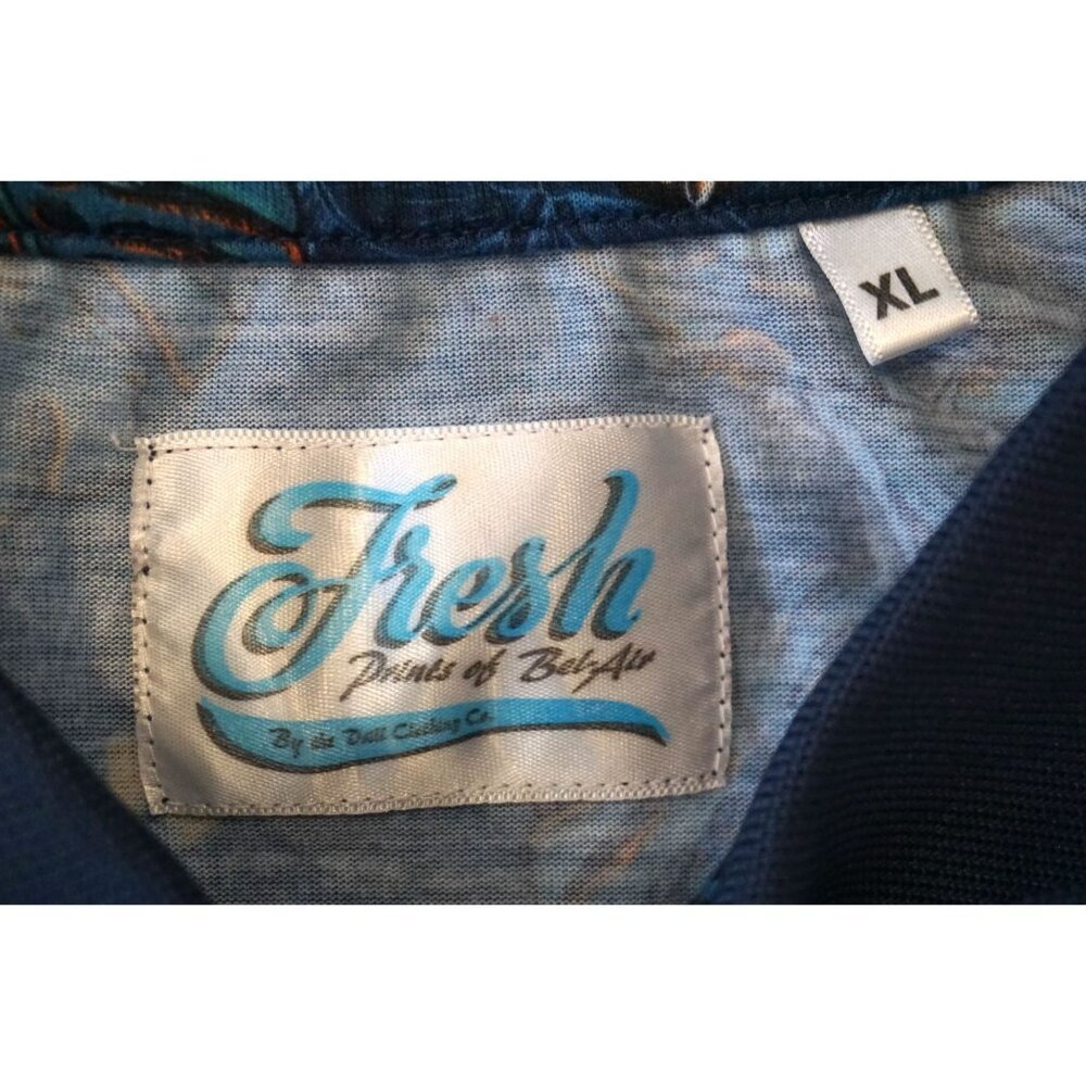 Fresh Prints Of Bel Air Men’s Blue Jungle Print Polo Shirt with Tigers, Size XL - Picture 2 of 7